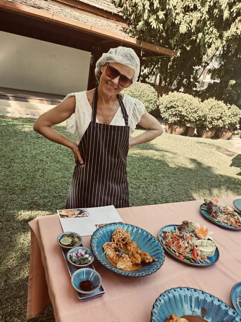 Together, we made chicken khao soi and som tum (green papaya salad), some of northern Thailand’s most iconic dishes.
